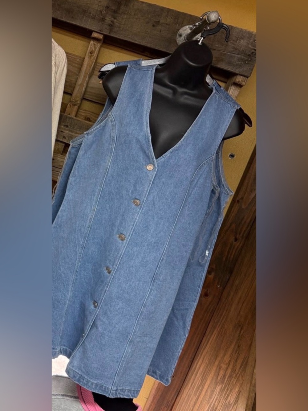 HYFVE Blue Denim Button-Front Mini Dress